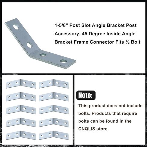CNQLIS 6-Piece, 1-5/8" Post Slot Angle Bracket Accessories with 4 Holes, Outside 45 Degree Bracket, 5.7mm Thick Metal Angle Bracket Frame Connector for Mounting Frame Connector Fits ½ Bolt in Saudi Arabia