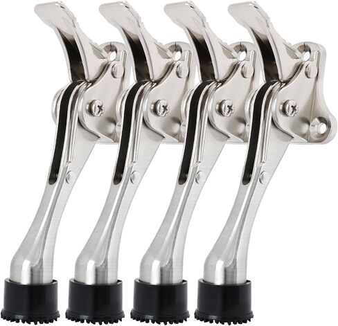 Kickdown Door Stoppers 4 Inches, Gold Heavy Duty Door Stoppers for Bottom of Door, Door Stop with One Touch and Soft Rubber Tips, Bright Brass in Kuwait