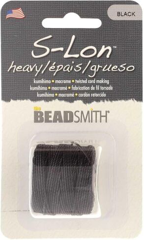 The Beadsmith S-Lon Heavy Nylon Cord – Black Color – TEX400, .9mm Diameter, 35 Yard Spools – for Stringing Beading Crochet, Micro-Macrame Jewelry & Kumihimo Projects in Saudi Arabia