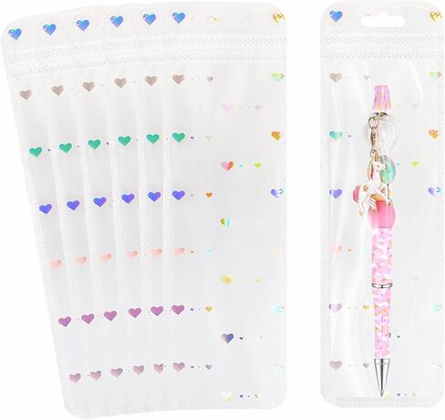 100pcs Holographic Bead Pen Packaging Bags for Small Business Resealable Beadable Pen Packaging Bags Sample Bags Clear for Packaging Lipgloss,Jewelry, Cosmetic,Candy 2.36x7.3inch in Saudi Arabia