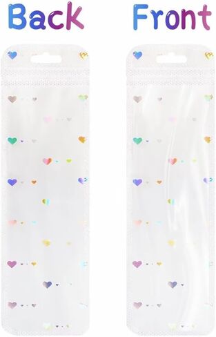 100pcs Holographic Bead Pen Packaging Bags for Small Business Resealable Beadable Pen Packaging Bags Sample Bags Clear for Packaging Lipgloss,Jewelry, Cosmetic,Candy 2.36x7.3inch in Saudi Arabia