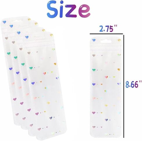 100pcs Holographic Bead Pen Packaging Bags for Small Business Resealable Beadable Pen Packaging Bags Sample Bags Clear for Packaging Lipgloss,Jewelry, Cosmetic,Candy 2.36x7.3inch in Saudi Arabia