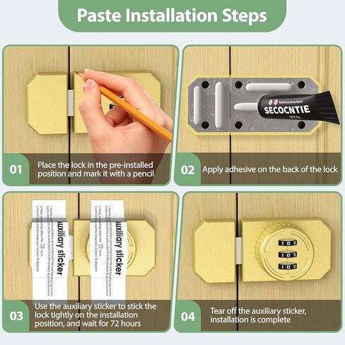 قفل مزيج الخزانة مع لاصق ، قفل باب الخزانة بدون مفتاح ميكانيكي مع كلمة مرور مكونة من 3 أرقام ، مزلاج مزيج على الخزانة ، باب أحادي الاتجاه ، باب خزانة ، باب الحظيرة ، درج (2 ، الفضة) in Kuwait