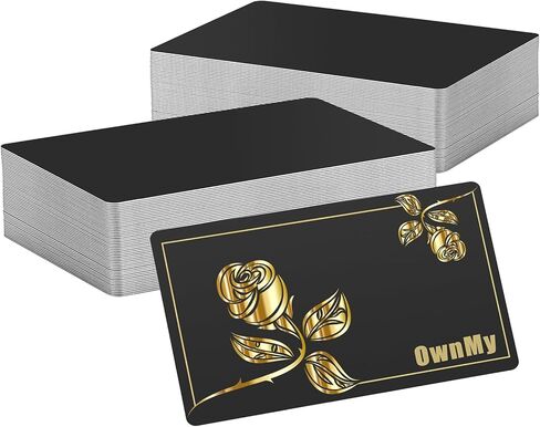OwnMy 100PCS Metal Business Card Blanks for Laser Engraving, Aluminum Business Card Blanks for DIY Gift Cards Crafts Making, 0.3mm Thickness Laser Engraving Sublimation Blanks Name Cards, Matte Black in Saudi Arabia