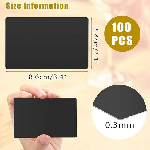 OwnMy 100PCS Metal Business Card Blanks for Laser Engraving, Aluminum Business Card Blanks for DIY Gift Cards Crafts Making, 0.3mm Thickness Laser Engraving Sublimation Blanks Name Cards, Matte Black in Saudi Arabia