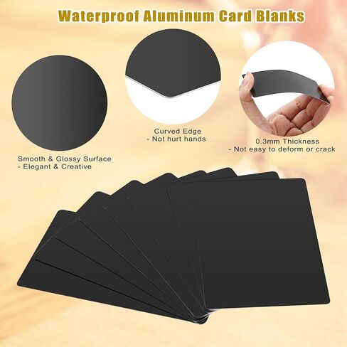 OwnMy 100PCS Metal Business Card Blanks for Laser Engraving, Aluminum Business Card Blanks for DIY Gift Cards Crafts Making, 0.3mm Thickness Laser Engraving Sublimation Blanks Name Cards, Matte Black in Saudi Arabia