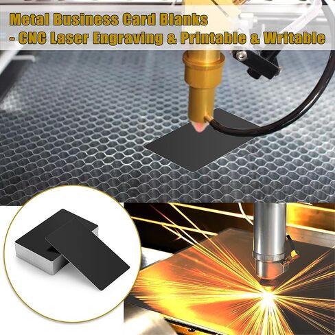 OwnMy 100PCS Metal Business Card Blanks for Laser Engraving, Aluminum Business Card Blanks for DIY Gift Cards Crafts Making, 0.3mm Thickness Laser Engraving Sublimation Blanks Name Cards, Matte Black in Saudi Arabia