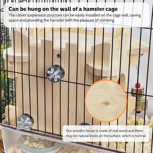 Chinchilla House, Natural Wooden Hamster House and Hideouts, Ventilated Wooden Castle Small Animal, Wall-Hanging Small Animal Hideout for Chinchilla Guinea Pig Hedgehog, or Rat in Saudi Arabia