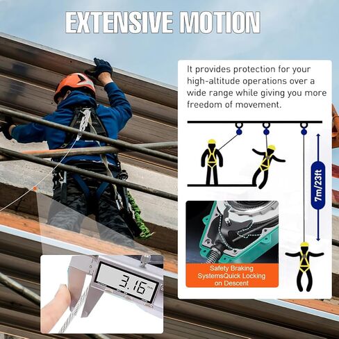 Self Retracting Lifeline 23ft 330lbs Fall Arrester Lanyard Protect Safety Harness Fall Protection with Alloy Steel Hook Steel Wire Rope in Saudi Arabia
