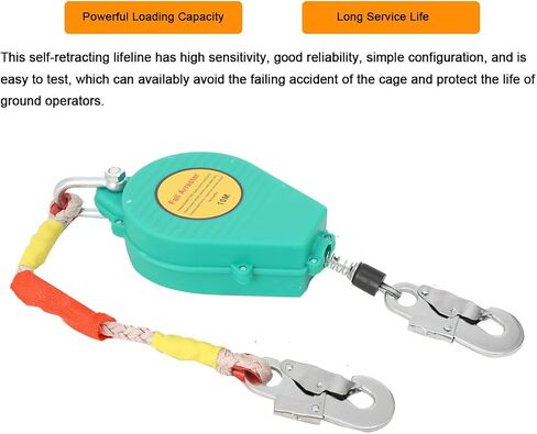 Self Retracting Lifeline 23ft 330lbs Fall Arrester Lanyard Protect Safety Harness Fall Protection with Alloy Steel Hook Steel Wire Rope in Saudi Arabia