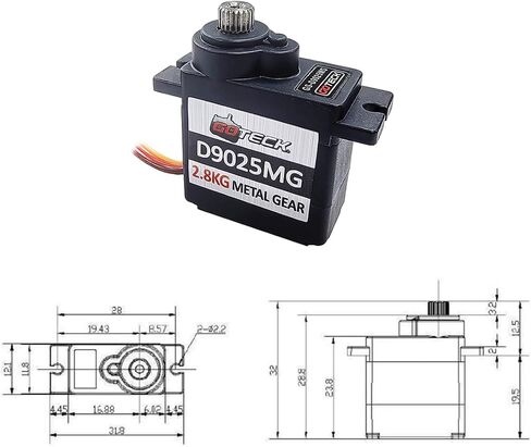 GOTECK 2PCS 4.3g Mini Servo، Micro Full Metal Gear Digital Servo، for RC Car Model Boat ثابت الجناح هليكوبتر طائرة روبوت لعبة in Kuwait