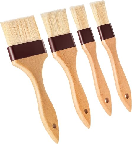 Boao 4 Pieces Pastry Brushes Baking Basting Brush with Natural Bristle BBQ Oil Brush Wooden Handle Food Brush for Cooking Butter Egg Kitchen Brush Culinary Utensil(1 Inch, 1.5 Inch, 2 Inch, 3 Inch) in Saudi Arabia