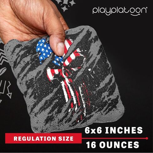 Play Platoon Tournament Series Cornhole Bags - Pro Style Dual Sided Slick and Sticky Side Bags - Set of 8 - Designed in USA in Kuwait