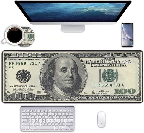 Desk Pad Mat Gaming Mouse Pads with Coasters, 31.5" ×11.8" Large XXL Non-Slip Rubber Base Mousepad with Stitched Edges for Work & Gaming, Office & Home (Rainbow Glitter Quote Bible Verse Psalm 46:5) in Kuwait