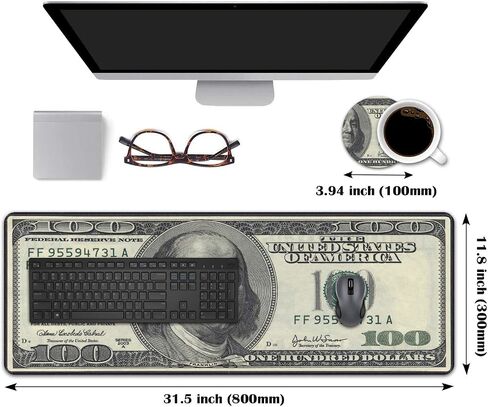 Desk Pad Mat Gaming Mouse Pads with Coasters, 31.5" ×11.8" Large XXL Non-Slip Rubber Base Mousepad with Stitched Edges for Work & Gaming, Office & Home (Rainbow Glitter Quote Bible Verse Psalm 46:5) in Kuwait