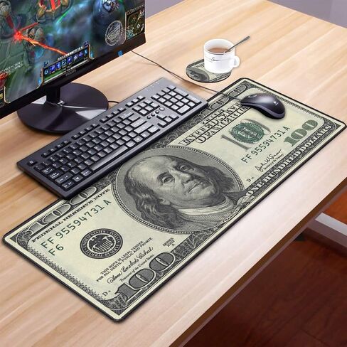 Desk Pad Mat Gaming Mouse Pads with Coasters, 31.5" ×11.8" Large XXL Non-Slip Rubber Base Mousepad with Stitched Edges for Work & Gaming, Office & Home (Rainbow Glitter Quote Bible Verse Psalm 46:5) in Kuwait