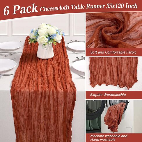 Ogori 6pcs Table Table Runner Cheesecloth 10ft Dusty Blue Gauze Cheese Cloth Rustic Table Table Runners for Wedder Bridal Baby Baby Decoration in Saudi Arabia