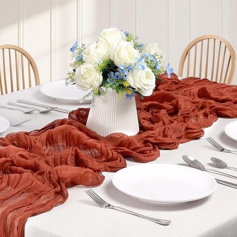 Ogori 6pcs Table Table Runner Cheesecloth 10ft Dusty Blue Gauze Cheese Cloth Rustic Table Table Runners for Wedder Bridal Baby Baby Decoration in Saudi Arabia
