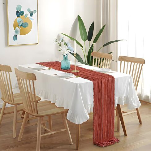 Ogori 6pcs Table Table Runner Cheesecloth 10ft Dusty Blue Gauze Cheese Cloth Rustic Table Table Runners for Wedder Bridal Baby Baby Decoration in Saudi Arabia