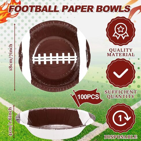 GISGFIM 50 PCS 16 OZ FOUZ BALLS PARYS Party Supplies Football Football Bowls Football Paper Paper Decortations Decorations Favors for Sports Game Day Hot Cold Soup Soul Cereal Home Home in Saudi Arabia