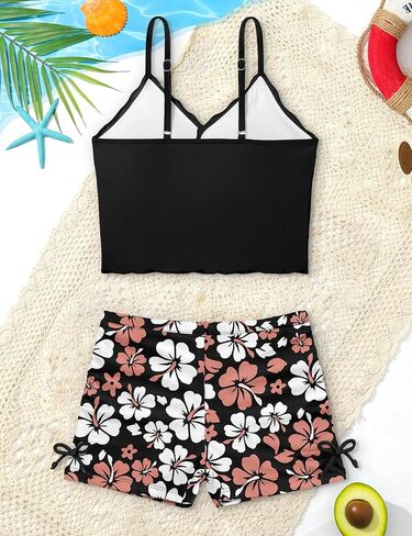 KANGKANG Girls Swimsuit for Girls 8-10 Tropical Floral Girls Bathing Suits Size 8-10 Color Block Bathing Suit for Girls 8-10 Cute Girls 2 Piece Swimsuits Girls' Tankini Swimwear with Shorts Mint Green in Saudi Arabia