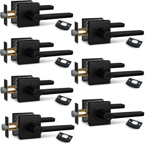 NEWBANG (3Pack) Bed/Bath Room Door Lever for Privacy Bathroom and Interior Door Door Lock Handle in Aged Matt Black, HD1601-DB-BK-3P in Kuwait
