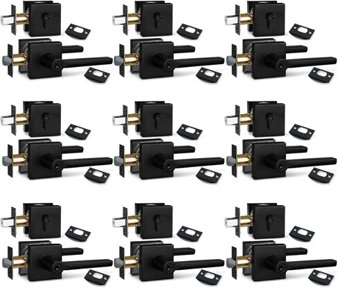 NEWBANG (3Pack) Bed/Bath Room Door Lever for Privacy Bathroom and Interior Door Door Lock Handle in Aged Matt Black, HD1601-DB-BK-3P in Kuwait