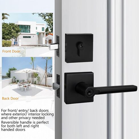 NEWBANG (3Pack) Bed/Bath Room Door Lever for Privacy Bathroom and Interior Door Door Lock Handle in Aged Matt Black, HD1601-DB-BK-3P in Kuwait