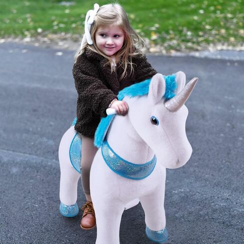 WondeRides Ride on Horse Toy Pony Cycle Kids Ride on Toy, 30.1 Inch Height Pony Ride Plush Walking Animal Mechanical Riding Pony with Wheels, No Battery Size 3 for 3 to 4 Years Old M345 in Kuwait