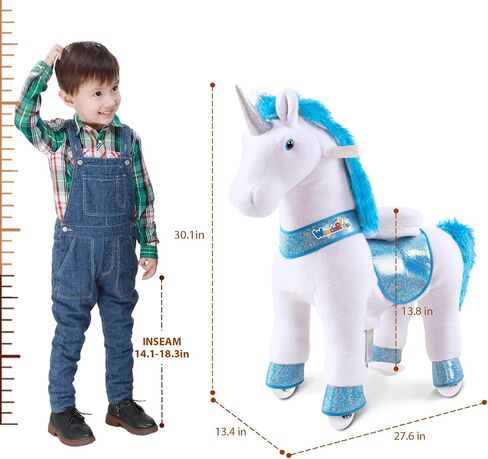 WondeRides Ride on Horse Toy Pony Cycle Kids Ride on Toy, 30.1 Inch Height Pony Ride Plush Walking Animal Mechanical Riding Pony with Wheels, No Battery Size 3 for 3 to 4 Years Old M345 in Kuwait