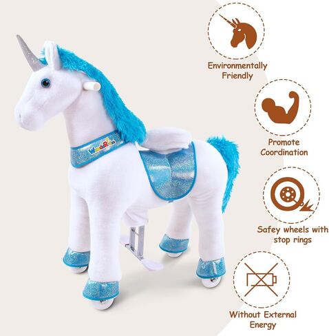 WondeRides Ride on Horse Toy Pony Cycle Kids Ride on Toy, 30.1 Inch Height Pony Ride Plush Walking Animal Mechanical Riding Pony with Wheels, No Battery Size 3 for 3 to 4 Years Old M345 in Kuwait