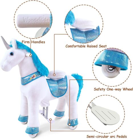WondeRides Ride on Horse Toy Pony Cycle Kids Ride on Toy, 30.1 Inch Height Pony Ride Plush Walking Animal Mechanical Riding Pony with Wheels, No Battery Size 3 for 3 to 4 Years Old M345 in Kuwait