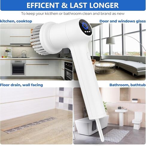 Electric Spin Scrubber Cordless Tub & Tile Scrubber, Shower Scrubber for Cleaning with 5 Replaceable Heads, Scrub Brush Cleaner for Bathroom Floor Window Kitchen Sink, Handheld Power Scrubber in Saudi Arabia