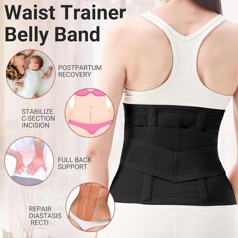 Postpartum Belly Band for C-Section Recovery: Firm Core Support with 80% Cough Shock Absorption for Secure Night Rest & Breastfeeding - Double Compression Abdominal Binder for Lower Back Pain Relief in Saudi Arabia