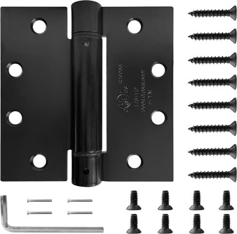 2 Pack - 4.5"x4.5" Self Closing Reversible Door Hinge JS-3SP1- Heavy Duty Commercial Spring Door Hinge - UL Listed with Complete Installation Hardware (Satin Chrome) in Saudi Arabia