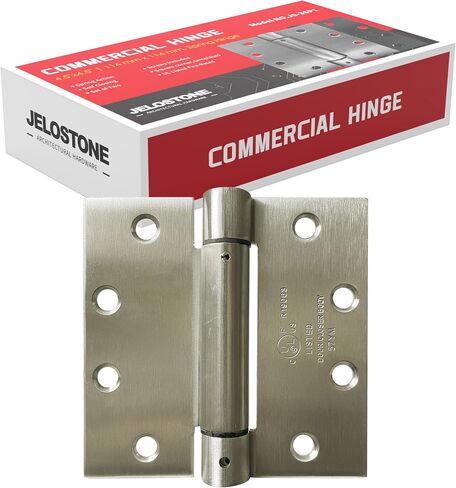 2 Pack - 4.5"x4.5" Self Closing Reversible Door Hinge JS-3SP1- Heavy Duty Commercial Spring Door Hinge - UL Listed with Complete Installation Hardware (Satin Chrome) in Saudi Arabia