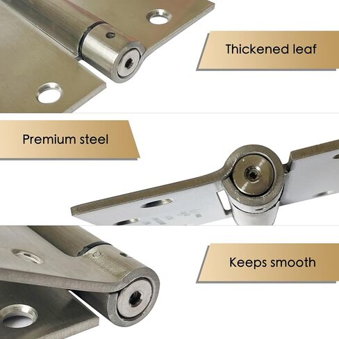 2 Pack - 4.5"x4.5" Self Closing Reversible Door Hinge JS-3SP1- Heavy Duty Commercial Spring Door Hinge - UL Listed with Complete Installation Hardware (Satin Chrome) in Saudi Arabia