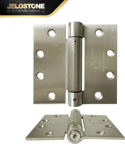 2 Pack - 4.5"x4.5" Self Closing Reversible Door Hinge JS-3SP1- Heavy Duty Commercial Spring Door Hinge - UL Listed with Complete Installation Hardware (Satin Chrome) in Saudi Arabia