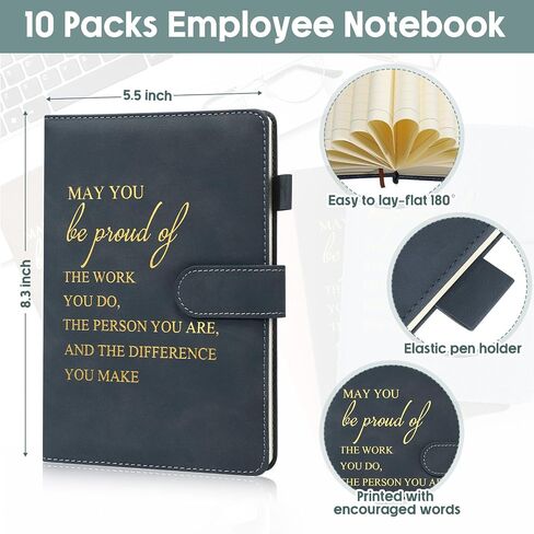 Roowest 10 Pcs Employees Appreciation Gifts Thank You Notebook Bulk A5 Leather Journal Motivational Notepad Medical Assistant Graduation Gift(Classic Color,Team) in Saudi Arabia