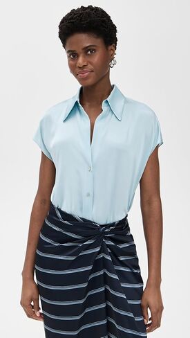 Vince Women's Cap SLV Ruched BK Blouse in Saudi Arabia