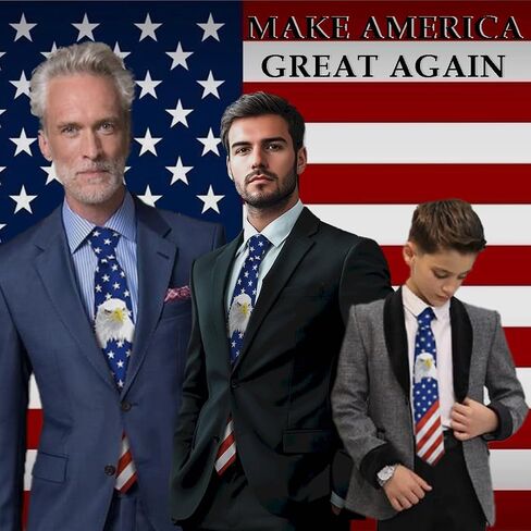 Men's Woven US Flag Tie - American Flag Men's Patriotic Woven Neckties with Bald Eagle Design in Saudi Arabia