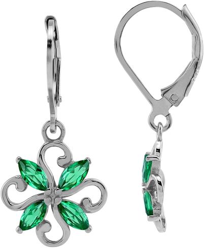 Silvershake Genuine Tanzanite 925 Sterling Silver Victorian Style Flower Leverback Earrings in Saudi Arabia