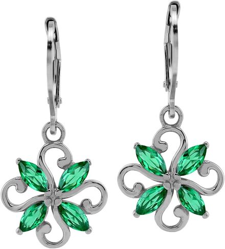 Silvershake Genuine Tanzanite 925 Sterling Silver Victorian Style Flower Leverback Earrings in Saudi Arabia