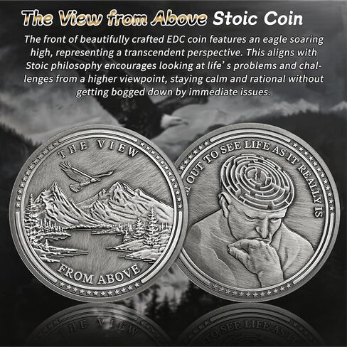 Summum Bonum Challenge Coin - Silver EDC Rose Stoic Coin - Love of Fate Token Reminder for Daily Stoic Practice - Inspirational Thoughtful Stoicism Gifts for Men Women Kids in Kuwait