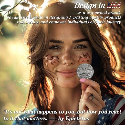 Summum Bonum Challenge Coin - Silver EDC Rose Stoic Coin - Love of Fate Token Reminder for Daily Stoic Practice - Inspirational Thoughtful Stoicism Gifts for Men Women Kids in Kuwait