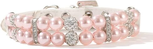 الياقات الكلاب اللؤلؤ ، طوق بيرل بيرل كات ， يتوهم xxs الكلب Colalr Pink Puppy Collar Girl للكلاب الإناث لـ XS S M Pet ، XXS in Kuwait