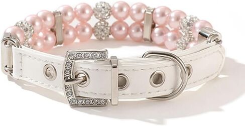 الياقات الكلاب اللؤلؤ ، طوق بيرل بيرل كات ， يتوهم xxs الكلب Colalr Pink Puppy Collar Girl للكلاب الإناث لـ XS S M Pet ، XXS in Kuwait