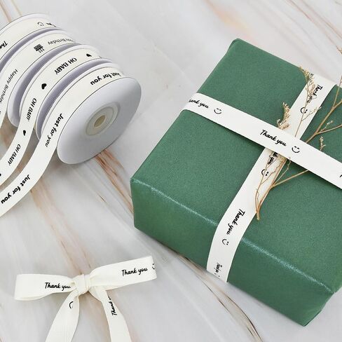 Thank You Ribbons, 5/8 Inch 10 Yards Cotton Ribbons Natural Farmhouse Ribbon for Gift Wrapping Flower Bouquet Wrapping Birthday Gifts Baking Crafts Thanksgiving Christmas Valentine Decor in Kuwait