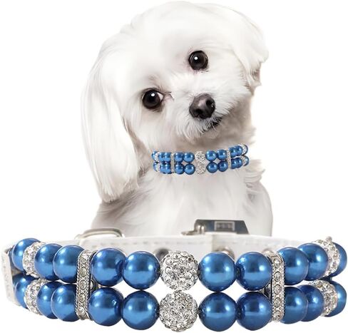 الياقات الكلاب اللؤلؤ ، طوق بيرل بيرل كات ， يتوهم xxs الكلب Colalr Pink Puppy Collar Girl للكلاب الإناث لـ XS S M Pet ، XXS in Kuwait