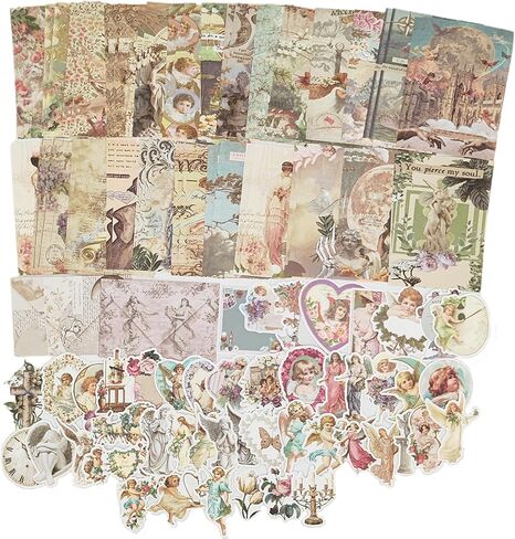 100 Pieces Vintage Scrapbook Supplies Ephemera Pack for Junk Journal Planners Scrapbooking Paper Stickers for Art Aesthetic Journaling Kit Collage Decoupage Album (Century Music) in Saudi Arabia
